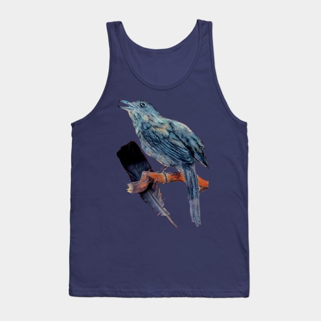 Catbird with Real Feather Tank Top by Animal Surrealism
